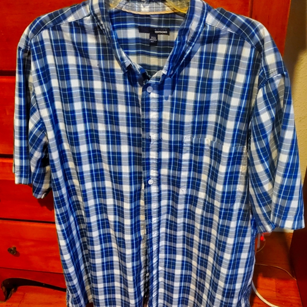 Basic Editions Blue Button-down short sleeve XLT